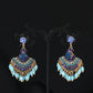 Women Vintage Crystal Tassel Fan Shape Earrings