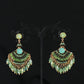 Women Vintage Crystal Tassel Fan Shape Earrings