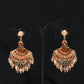 Women Vintage Crystal Tassel Fan Shape Earrings