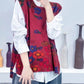 Women Autumn Casual Flower O-Neck Knit Vest