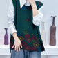 Women Autumn Casual Flower O-Neck Knit Vest