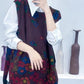 Women Autumn Casual Flower O-Neck Knit Vest