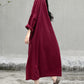 Women Artsy Autumn Solid Turn-down Collar Cotton Dress