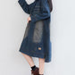 Women Vintage Washed Frayed Denim Hooded Dress