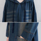 Women Vintage Washed Frayed Denim Hooded Dress