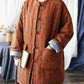 Women Autumn Vintage Leaf Print Cotton Long Coat