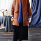 Women Autumn Vintage Leaf Print Cotton Long Coat