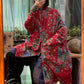 Women Winter Vintage Flower Pocket Button Cotton Coat