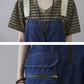 Women Casual Vintage Washed Denim Wide-leg Jumpsuits