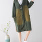 Women Spring Casual Back Spliced Pokcet Loose Coat