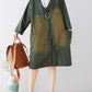 Women Spring Casual Back Spliced Pokcet Loose Coat