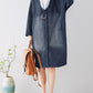 Women Spring Casual Back Spliced Pokcet Loose Coat