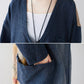 Women Spring Casual Back Spliced Pokcet Loose Coat