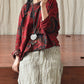 Women Vintage Flower O-Neck Loose Cotton Linen Blouse