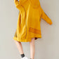 Women Autumn Casual Flower Spliced Hem Hooded Dress