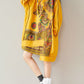 Women Autumn Casual Flower Spliced Hem Hooded Dress