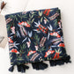 Women Artsy Butterfly Flower Tassel Shawl Scarf