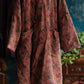 Women Autumn Ethnic Flower 100%Cotton Long Coat