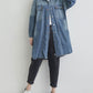 Women Autumn Casual Solid Pocket Denim Shirt Coat