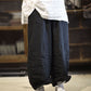 Women Artsy Solid Loose Ramie Wie-leg Pants