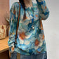 Women Autumn Casual Cartoon Print O-Neck Knit Sweater