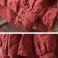 Women Autumn Vintage Button Raw-edge Linen Blouse