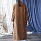 Women Ethnic Autumn Apple Print Cotton Robe Dress