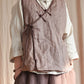 Women Autumn Ethnic Solid Strap V-Neck Linen Vest