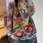 Women Autumn Artsy Flower O-Neck Knit Sweater