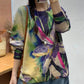 Women Autumn Artsy Flower O-Neck Knit Sweater