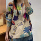 Women Autumn Artsy Flower O-Neck Knit Sweater