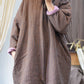 Women Autumn Ethnic Plaid Button O-Neck Linen Padded Coat