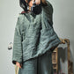 Women Winter Colorblock Hooded Linen Padded Coat