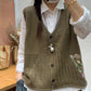 Women Autumn Artsy Flower Embroidery Knit V-Neck Vest