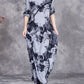 Women Autumn Print Half-Turtleneck Spliced Cashmere Dress