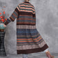 Women Vintage Autumn Stripe Button Wool Cardigan Coat