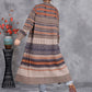 Women Vintage Autumn Stripe Button Wool Cardigan Coat