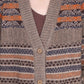 Women Vintage Autumn Stripe Button Wool Cardigan Coat