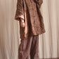 Women Vintage Floral Button Stand Collar Linen Shirt Coat