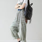 Women Artsy Stripe Patch Spliced Denim Loose Jumpsuits