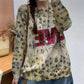 Women Autumn Print O-Neck Knit Sweater