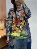 Women Autumn Print O-Neck Knit Sweater