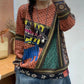 Women Autumn Print O-Neck Knit Sweater