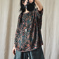 Women Vintage Autumn Flower O-Neck Loose Cotton Shirt