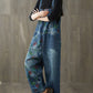 Women Autumn Flower Denim Loose Jumpsuits