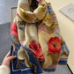 Women Vintage Flower Warm Tassel Cashmere Shawl Scarf