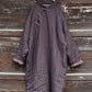 Women Vintage Stripe Warm Button 100%Linen Robe Coat