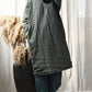 Women Vintage Stripe Warm Button 100%Linen Robe Coat