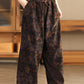 Women Autumn Vintage Flower Strap Corduroy Harem Pants