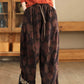 Women Autumn Vintage Flower Strap Corduroy Harem Pants